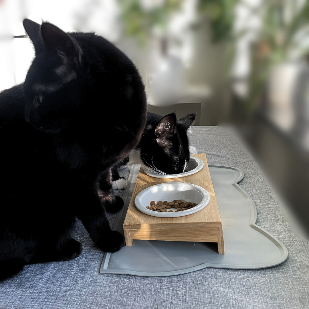 Komplett matstation i bambu med silikonunderlägg